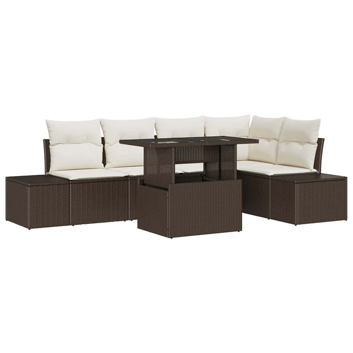 Set de canapele pentru grădină cu pernă 6 pcs Maro Rattan poli - WALTI WALTI