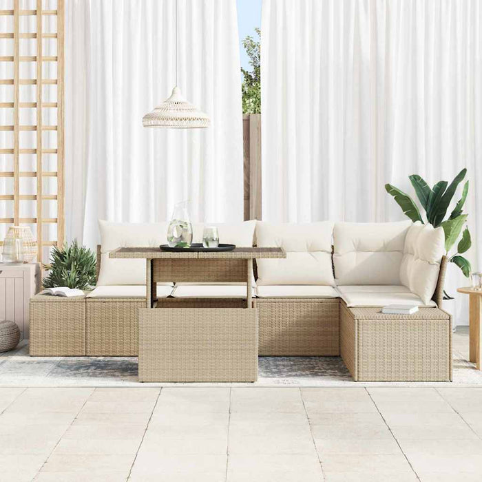 Set de canapele pentru grădină cu pernă 6 pcs Bej poliratan - WALTI WALTI
