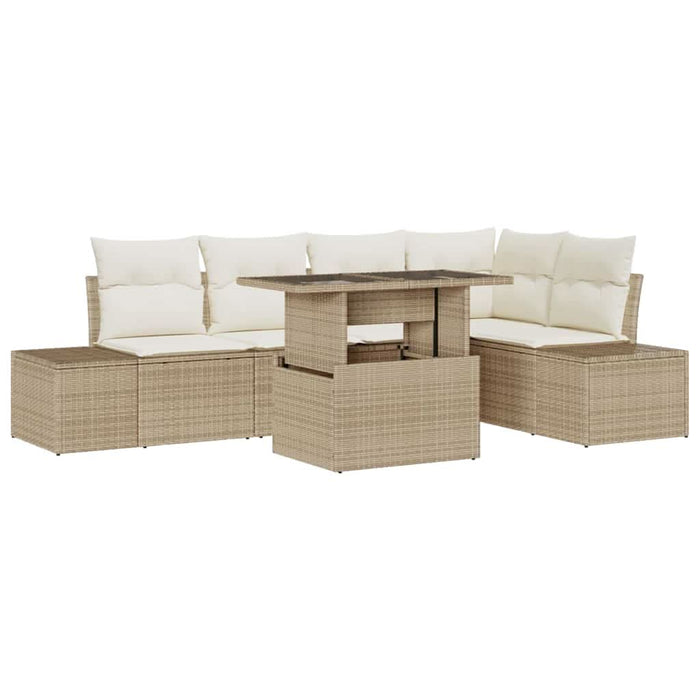 Set de canapele pentru grădină cu pernă 6 pcs Bej poliratan - WALTI WALTI