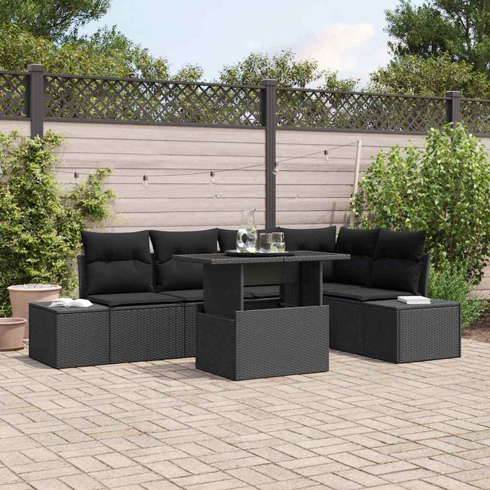 Set de canapele pentru grădină cu pernă 6 pcs Negru Rattan poli - WALTI WALTI