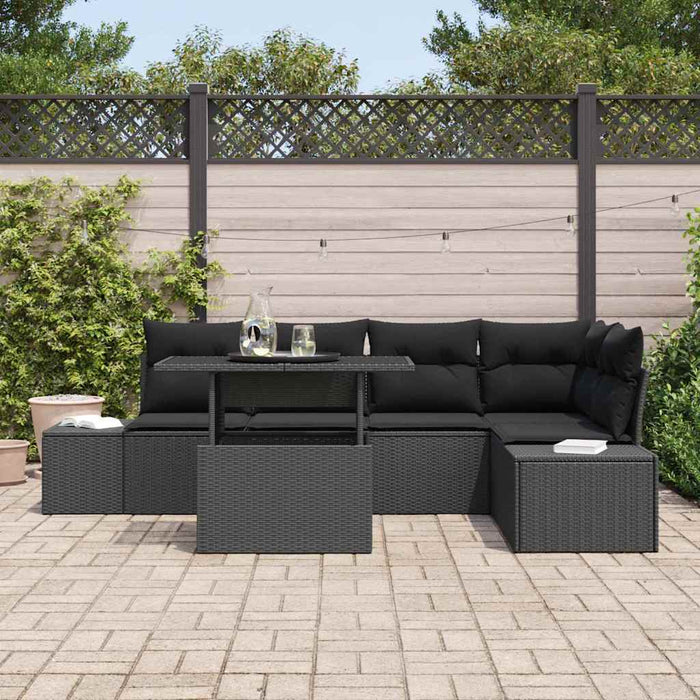 Set de canapele pentru grădină cu pernă 6 pcs Negru Rattan poli - WALTI WALTI