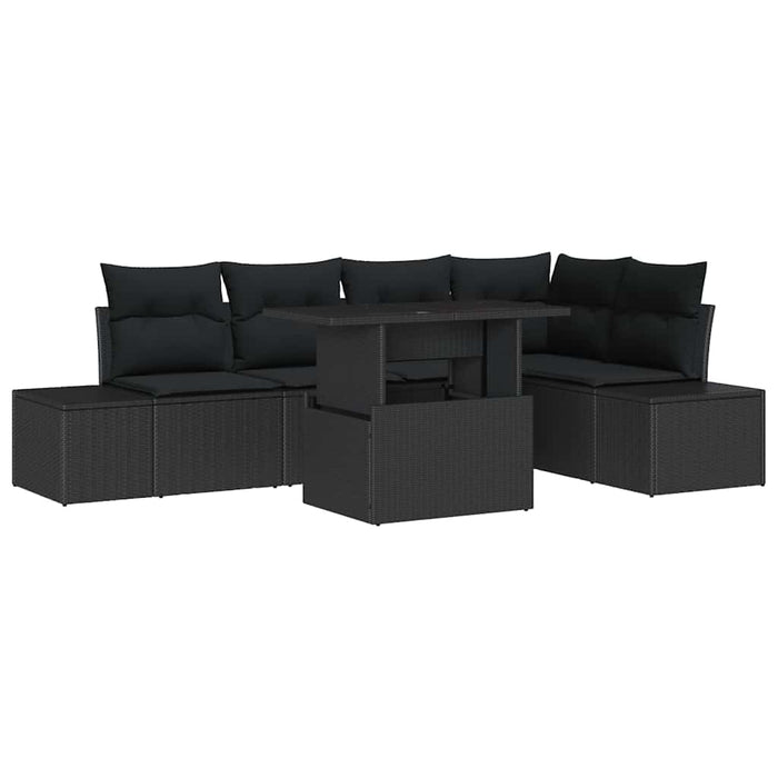 Set de canapele pentru grădină cu pernă 6 pcs Negru Rattan poli - WALTI WALTI