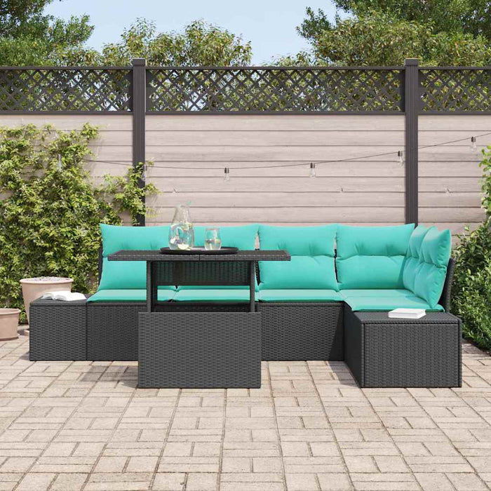 Set de canapele pentru grădină cu pernă 6 pcs Negru și albastru WALTI