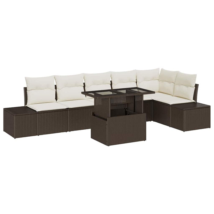 Set de canapele pentru grădină cu pernă 7 pcs maro și crem - WALTI WALTI