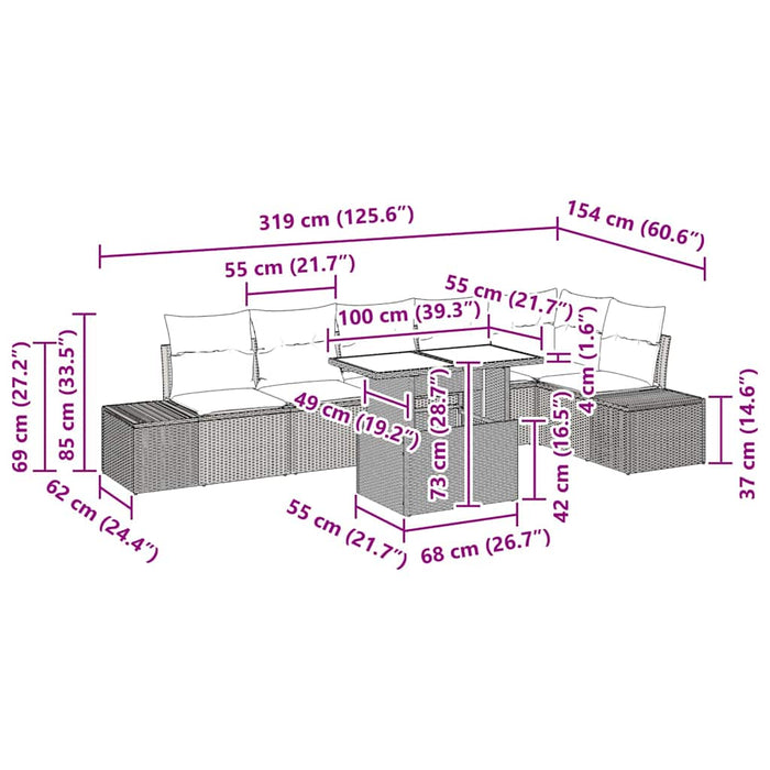 Set de canapele pentru grădină cu pernă 7 pcs maro și crem - WALTI WALTI