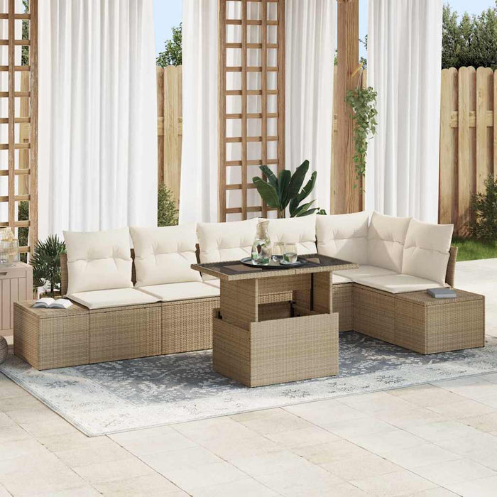 Set de canapele pentru grădină cu pernă 7 pcs bej și crem - WALTI WALTI