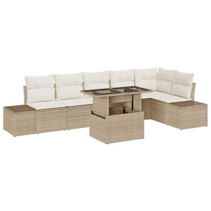 Set de canapele pentru grădină cu pernă 7 pcs bej și crem - WALTI WALTI