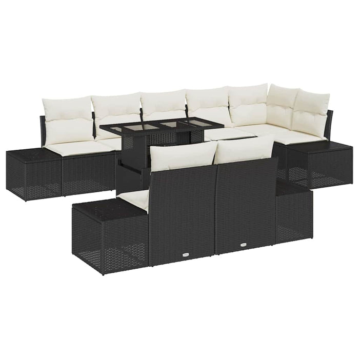 Set de canapele pentru grădină cu pernă 9 pcs negru și crem - WALTI WALTI