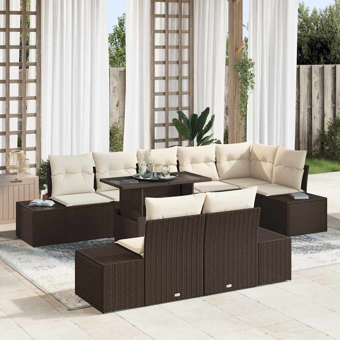 Set de canapele pentru grădină cu pernă 9 pcs maro și crem - WALTI WALTI
