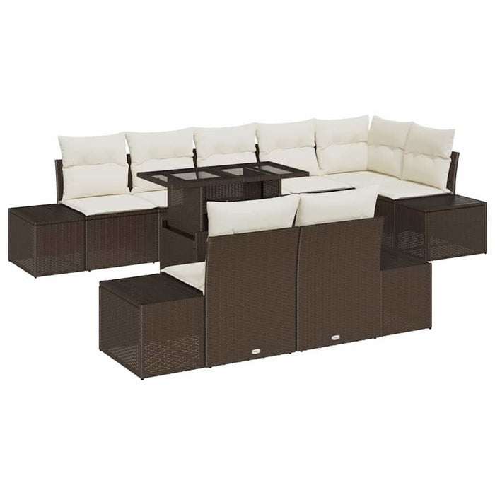 Set de canapele pentru grădină cu pernă 9 pcs maro și crem - WALTI WALTI