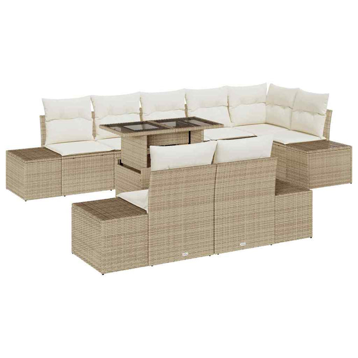 Set de canapele pentru grădină cu pernă 9 pcs bej și crem - WALTI WALTI