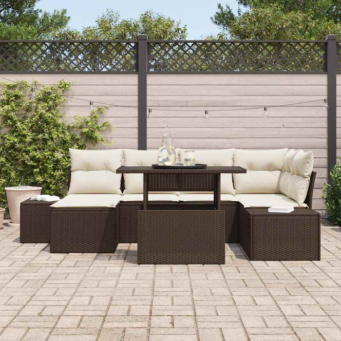 Set de canapele pentru grădină cu pernă 7 pcs maro și crem - WALTI WALTI