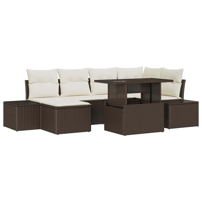 Set de canapele pentru grădină cu pernă 7 pcs maro și crem - WALTI WALTI