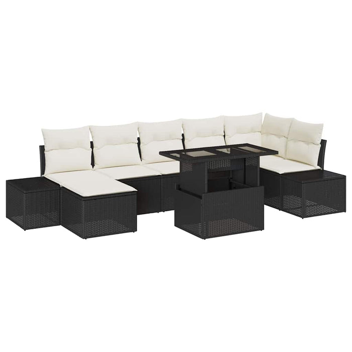 Set de canapele pentru grădină cu pernă 8 pcs negru și crem - WALTI WALTI