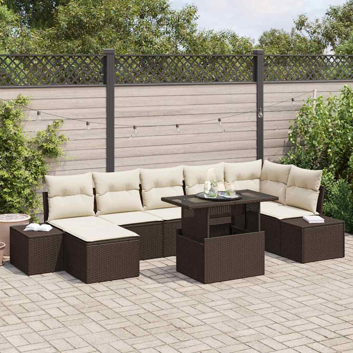 Set de canapele pentru grădină cu pernă 8 pcs maro și crem - WALTI WALTI