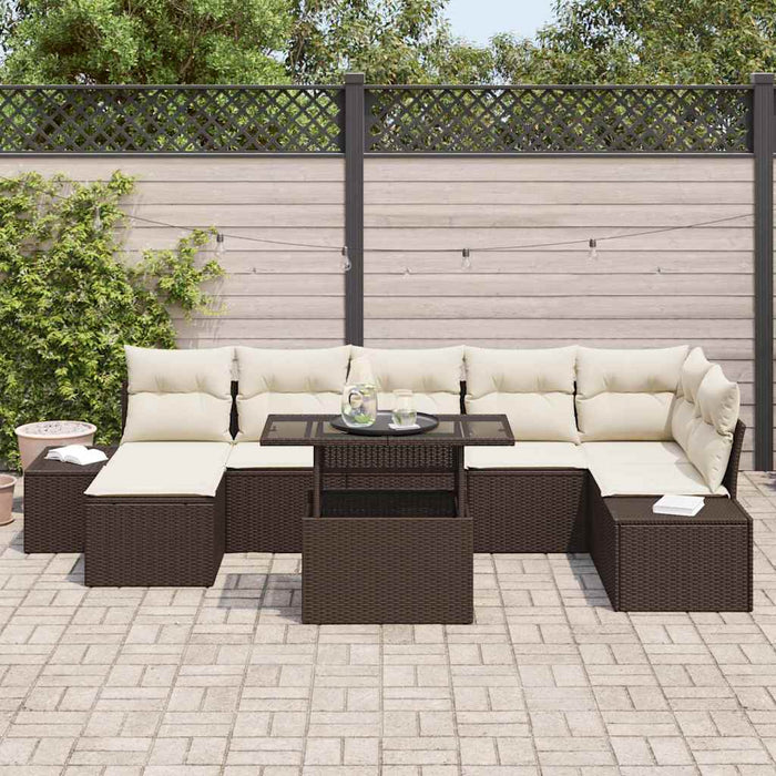 Set de canapele pentru grădină cu pernă 8 pcs maro și crem - WALTI WALTI