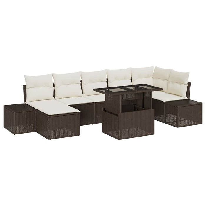 Set de canapele pentru grădină cu pernă 8 pcs maro și crem - WALTI WALTI