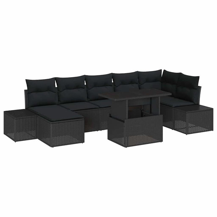Set de canapele pentru grădină cu pernă 8 pcs Negru - WALTI WALTI