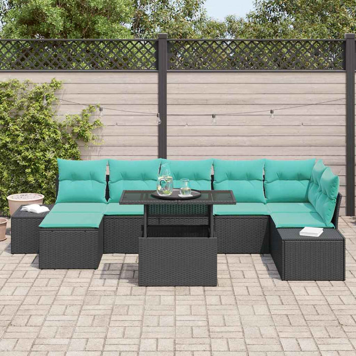 Set de canapele pentru grădină cu pernă 8 pcs Negru și albastru WALTI