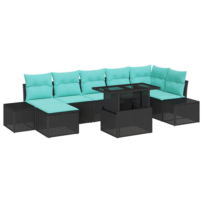 Set de canapele pentru grădină cu pernă 8 pcs Negru și albastru WALTI