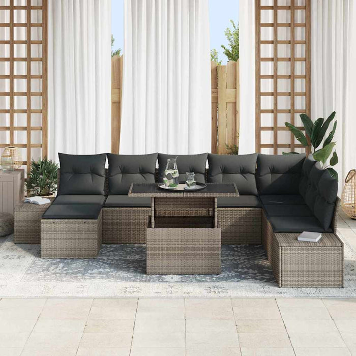 Set de canapele pentru grădină cu pernă 9 pcs Gri - WALTI WALTI