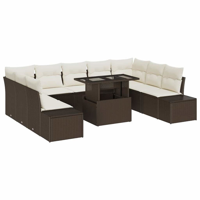 Set de canapele pentru grădină cu pernă 10 pcs maro și crem - WALTI WALTI