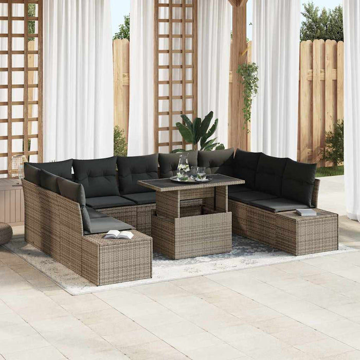 Set de canapele pentru grădină cu pernă 10 pcs Gri - WALTI WALTI