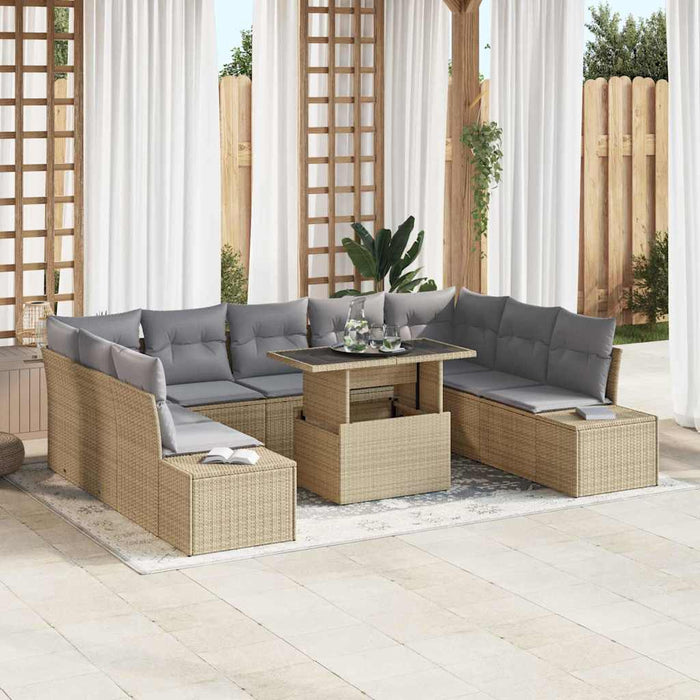 Set de canapele pentru grădină 10 pcs bej și gri deschis - WALTI WALTI