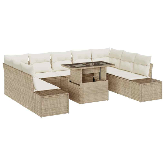 Set de canapele pentru grădină 10 pcs Bej și crem poliratan WALTI
