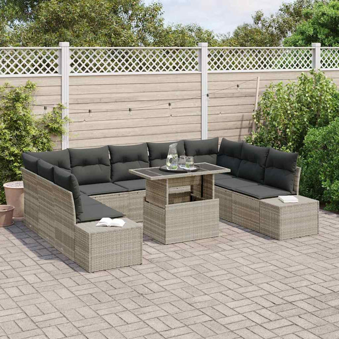 Set de canapele pentru grădină cu pernă 10 pcs Gri deschis - WALTI WALTI
