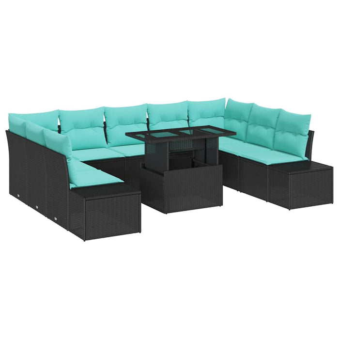 Set de canapele pentru grădină Manual 10 pcs Negru și albastru WALTI