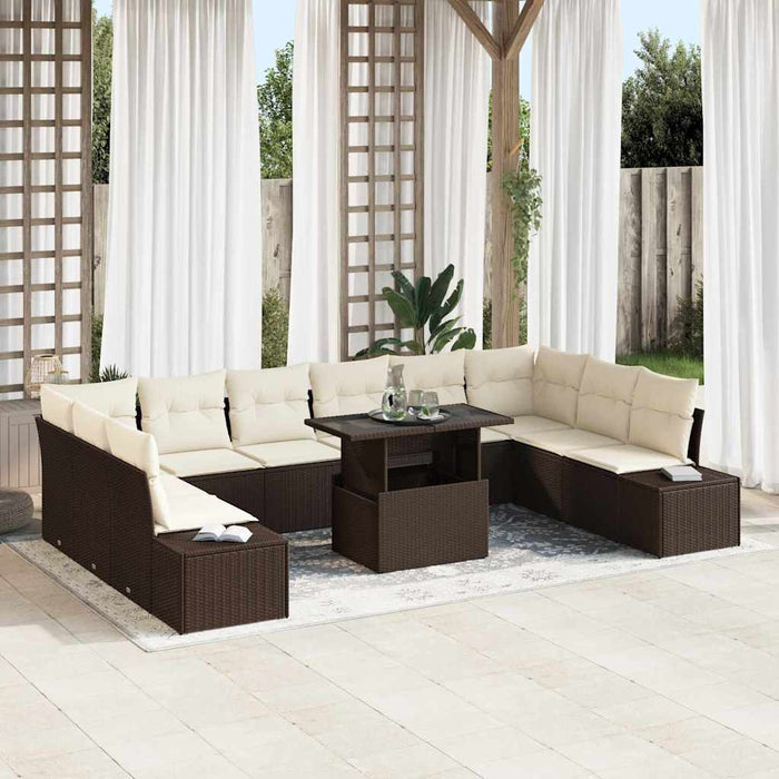 Set de canapele pentru grădină cu pernă 11 pcs maro și crem - WALTI WALTI