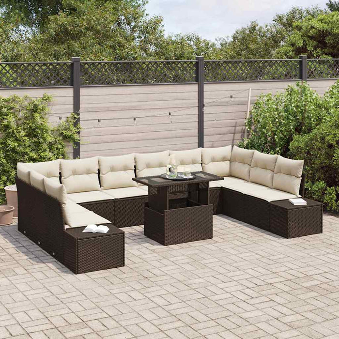 Set de canapele pentru grădină cu pernă 11 pcs maro și crem - WALTI WALTI
