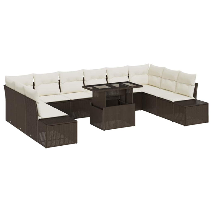 Set de canapele pentru grădină cu pernă 11 pcs maro și crem - WALTI WALTI