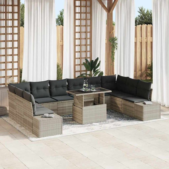 Set de canapele pentru grădină cu pernă 11 pcs Gri deschis - WALTI WALTI