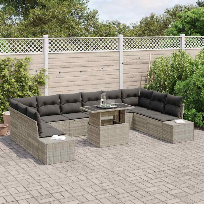 Set de canapele pentru grădină cu pernă 11 pcs Gri deschis - WALTI WALTI