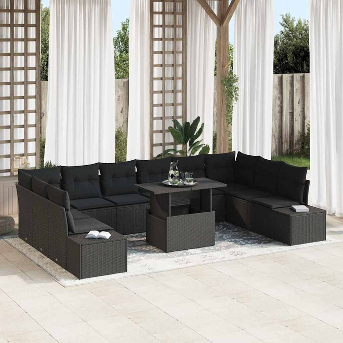 Set de canapele pentru grădină cu pernă Manual 11 pcs Negru - WALTI WALTI