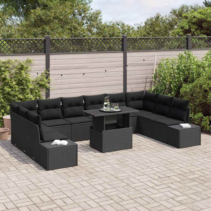 Set de canapele pentru grădină cu pernă Manual 11 pcs Negru - WALTI WALTI