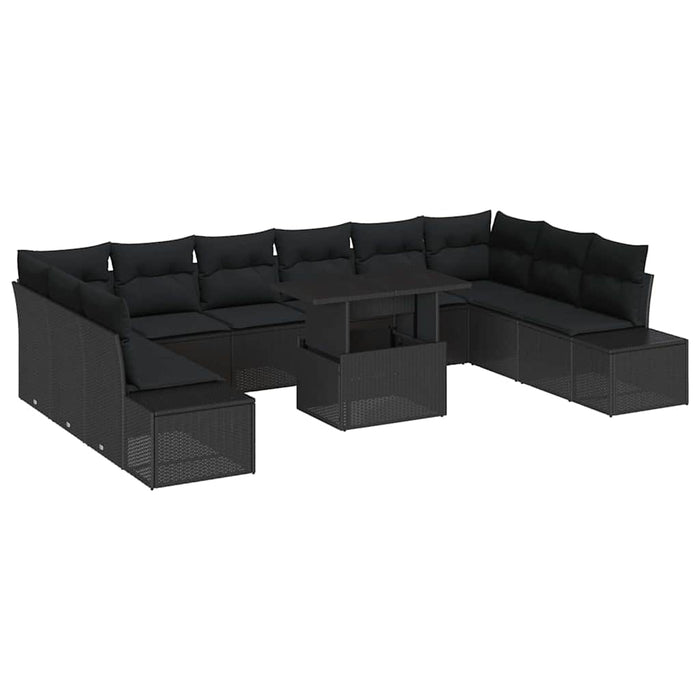 Set de canapele pentru grădină cu pernă Manual 11 pcs Negru - WALTI WALTI