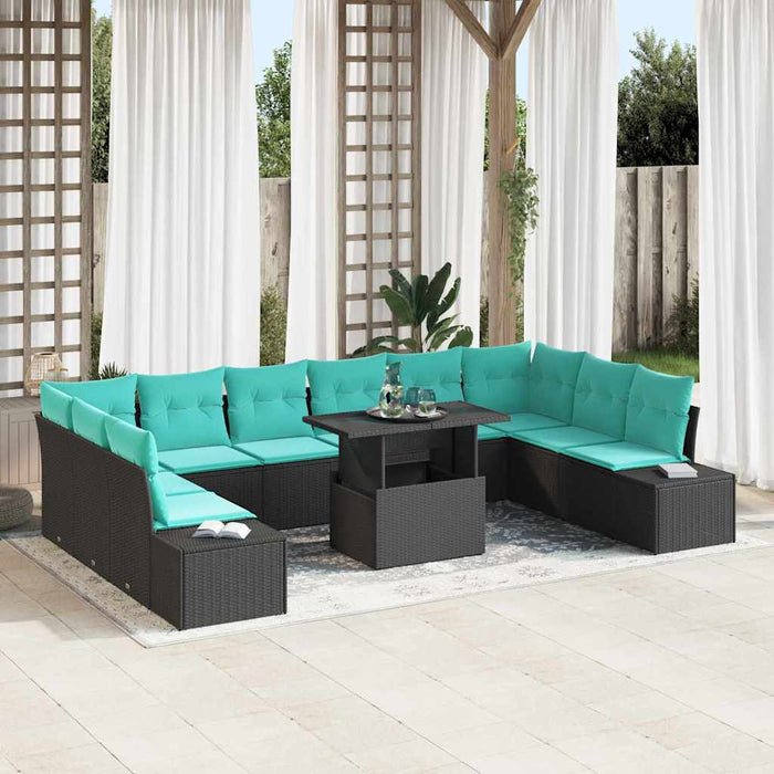Set de canapele pentru grădină 11 pcs Negru și Albastru WALTI