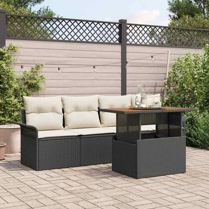 Set de canapele pentru grădină cu pernă 5 pcs negru și crem - WALTI WALTI
