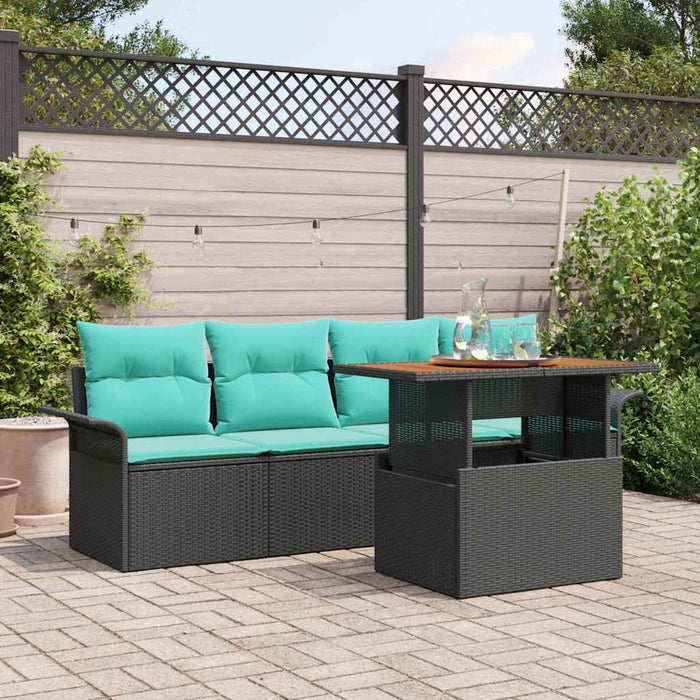 Set de canapele pentru grădină cu pernă 5 pcs Negru și albastru - WALTI WALTI