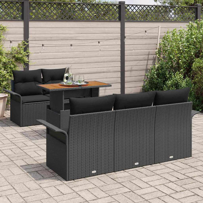 Set de canapele pentru grădină cu pernă 6 pcs Negru poliratan - WALTI WALTI