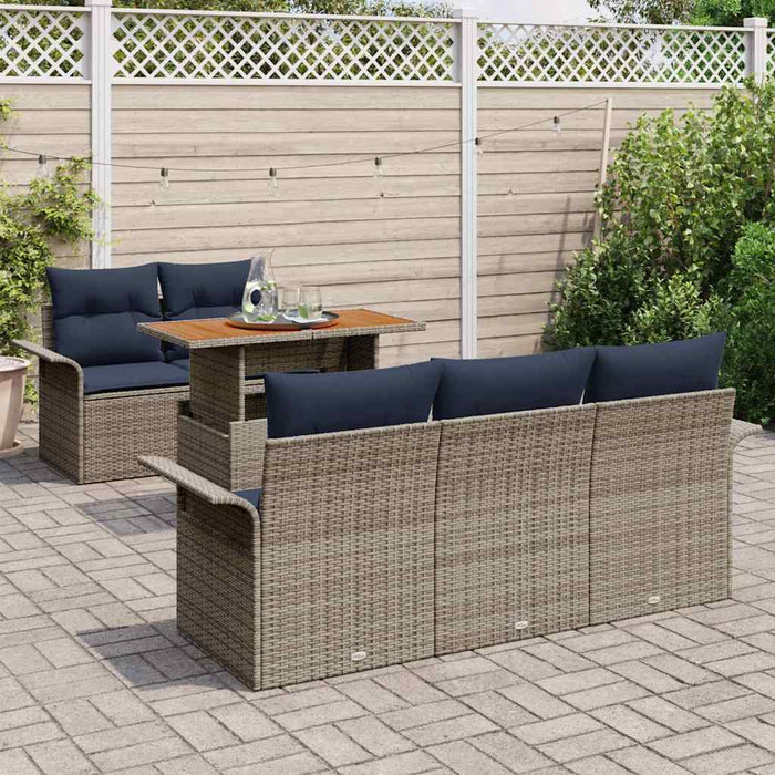Set de canapele pentru grădină cu pernă 6 pcs gri și bleumarin WALTI