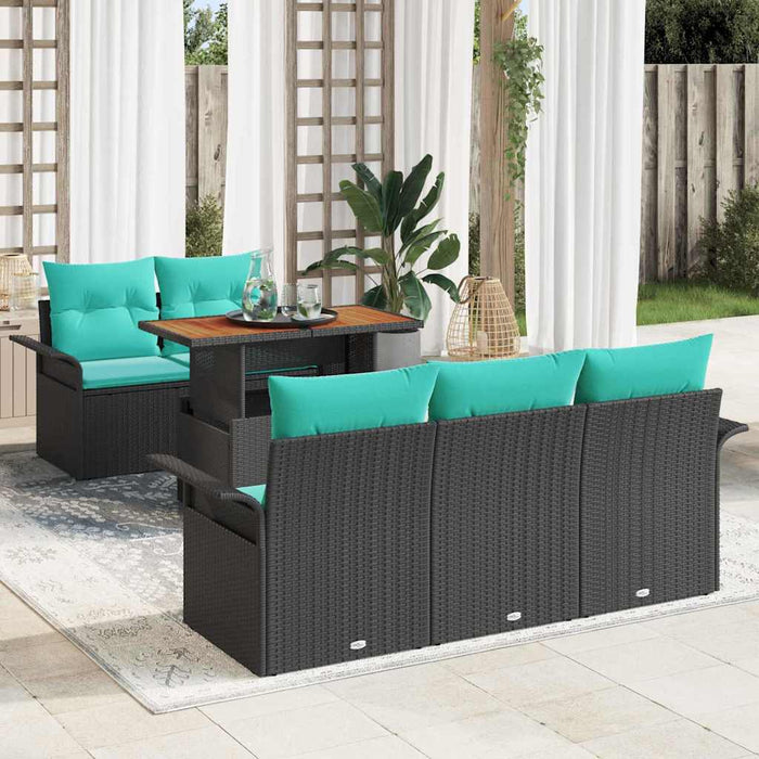 Set de canapele pentru grădină cu pernă 6 pcs Negru și albastru - WALTI WALTI
