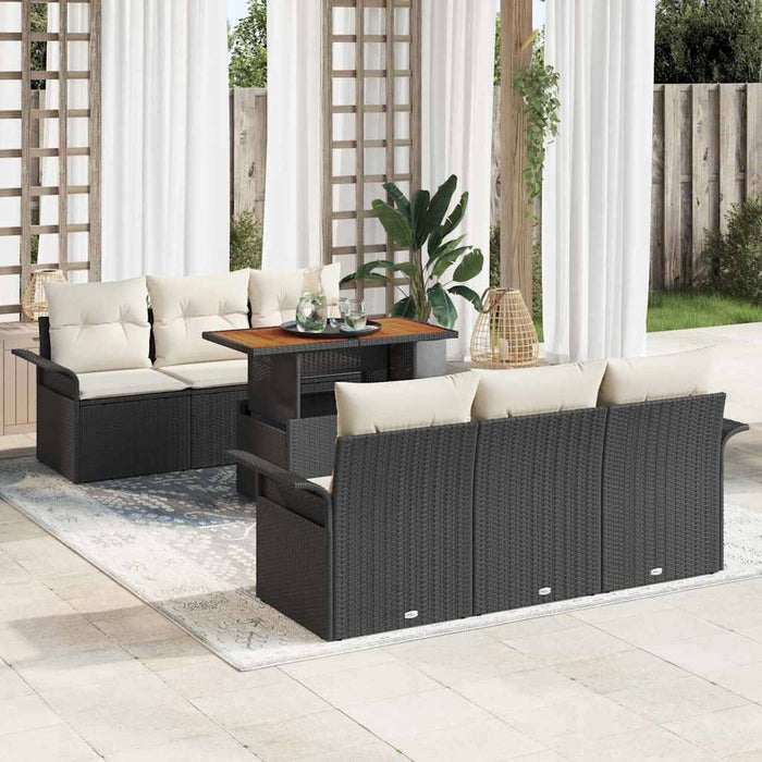 Set de canapele pentru grădină cu pernă 7 pcs negru și crem - WALTI WALTI