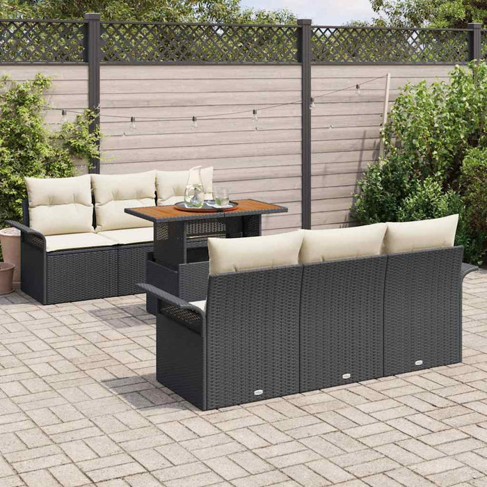 Set de canapele pentru grădină cu pernă 7 pcs negru și crem - WALTI WALTI