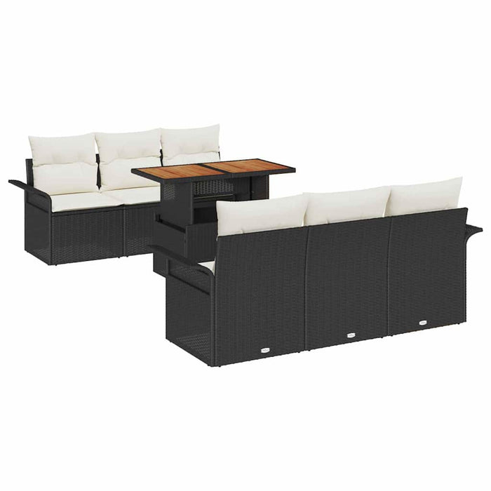 Set de canapele pentru grădină cu pernă 7 pcs negru și crem - WALTI WALTI