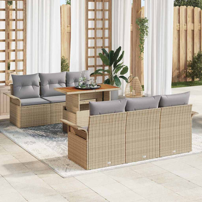 Set de canapele pentru grădină 7 pcs bej și gri deschis - WALTI WALTI
