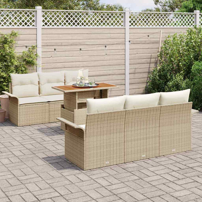 Set de canapele pentru grădină cu pernă 7 pcs bej și crem WALTI